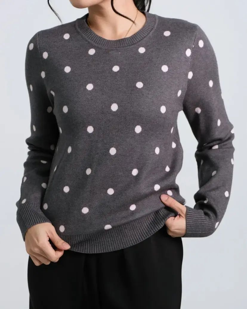 SALERA Polka Knit Long Sleeve Top